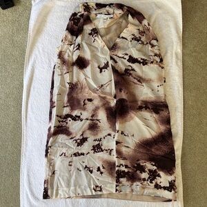 Diane Von Furstenberg Brown and Cream Patterned Top